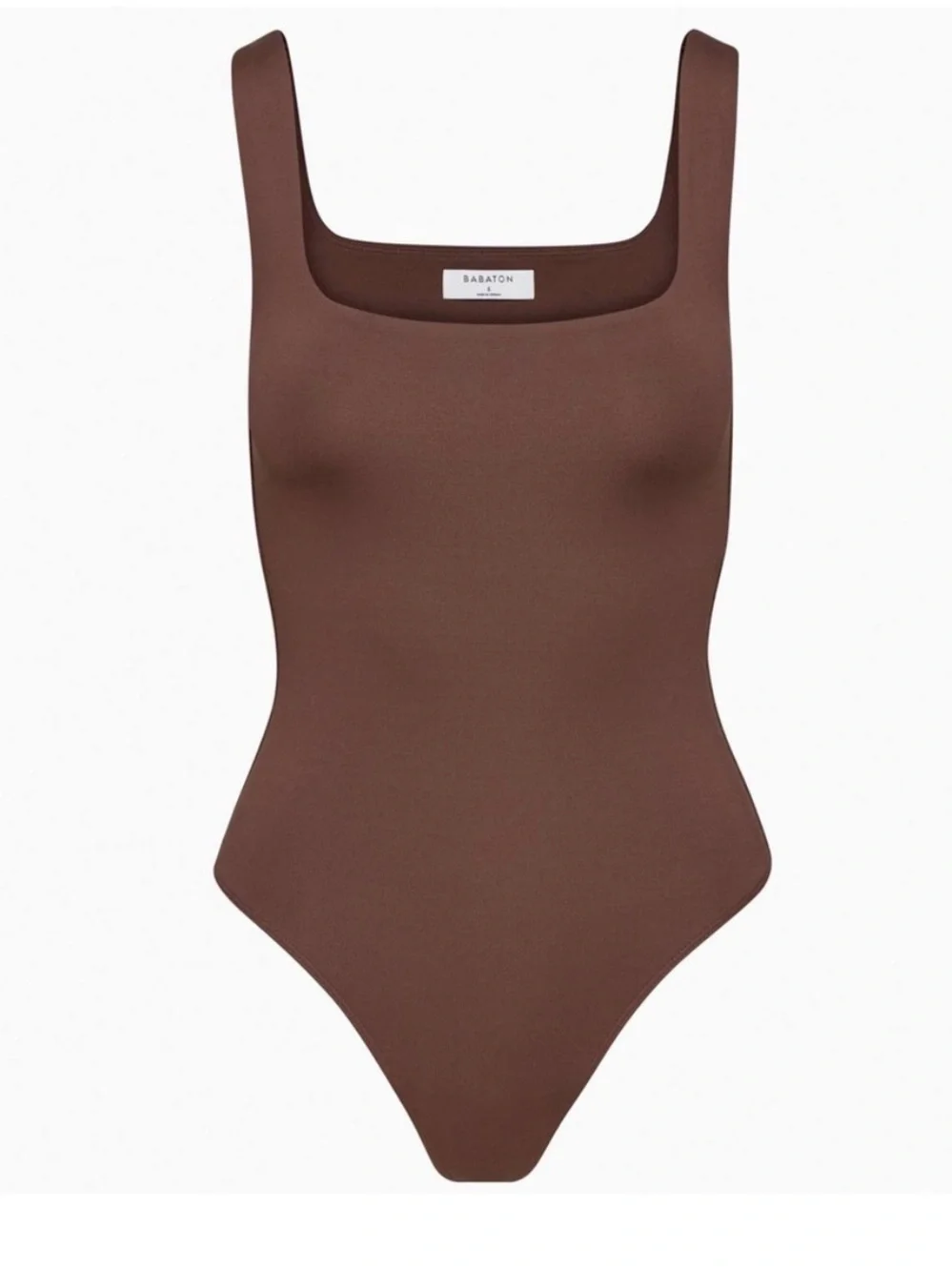 Aritzia Babaton Contour Pursue Squareneck Bodysuit Brown Medium - Picture 1 of 16
